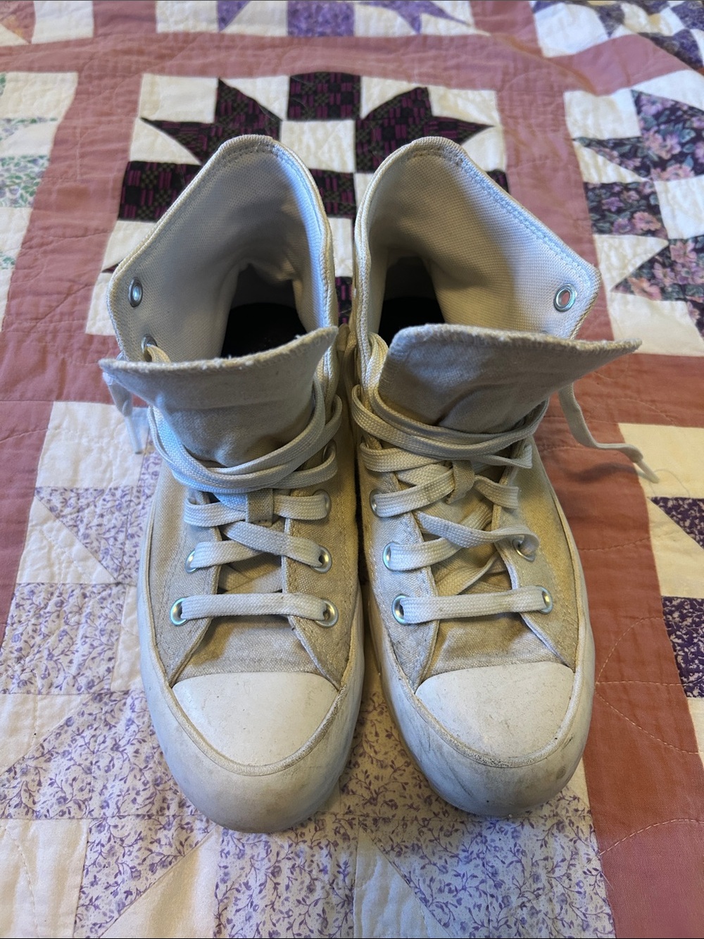 Converse White Lace-Up Platform High-Top Boots